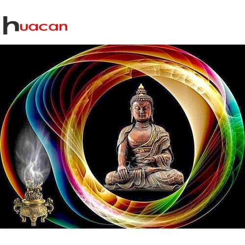 Huacan 5D Diamond Painting Full Drill Square/Round Buddha Diamond Embroidery Mosaic Religion Hobbies Home Decor