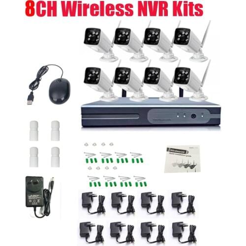 New Plug and Play 8CH Wireless NVR Kit P2P 720P HD Outdoor IR Night Vision Security IP Camera WIFI CCTV System