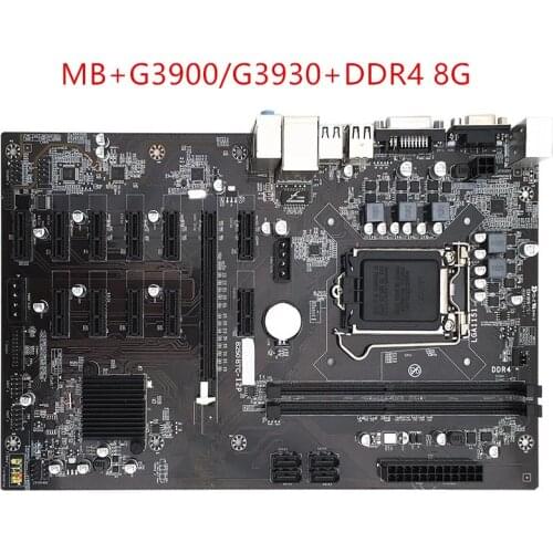 BTC 12 card +G3900/G3930+DDR4 8G Gmining board B250 MINING EXPERT B250-BTC PRO 12PCIE LGA1151 DDR4 12 graphics motherboard