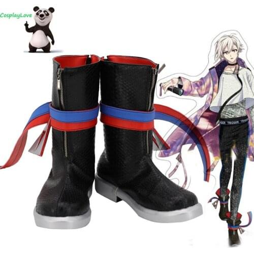 CosplayLove IDOLiSH 7 Kujo Tenn Black Cosplay Shoes Long Boots Leather Custom Made For Male Female