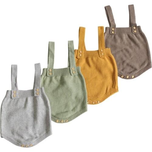 0-24M Baby Knitting Rompers Cute Overalls Newborn Autumn Baby Boys Clothes Infantil Baby Girl Boy Sleeveless Romper Jumpsuit