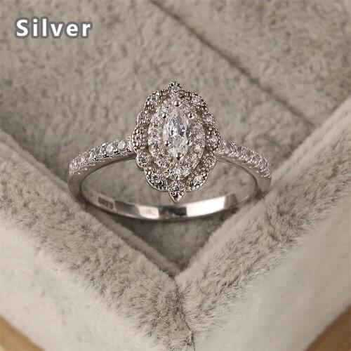 Hot sale fashion 925 sterling silver ring microscope platinum atmosphere zircon wide man ms crystal jewelry ladies present