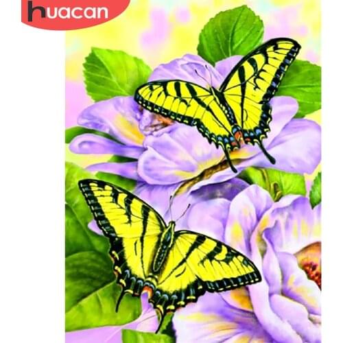 HUACAN 5D Diamond Embroidery Butterfly Full Square Round Rhinestones For Diamond Painting Animal Mosaic Flower Handmade Gift