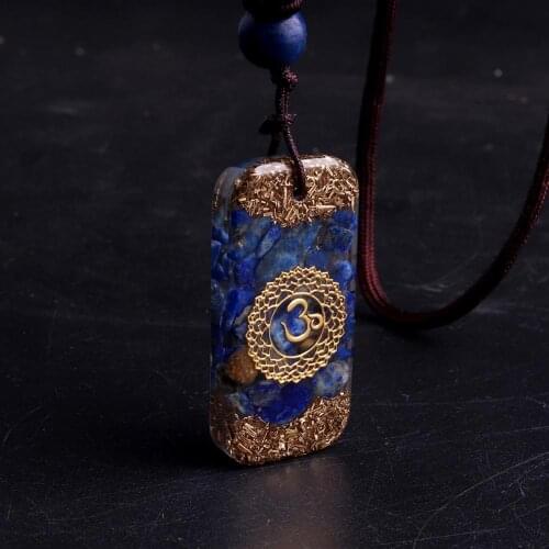 Reiki Lapis Lazuli Pendulum Natural Stone Chakra Orgonite Energy Amulet Necklace Pendant Women Boho For Jewelry Making Pendulo