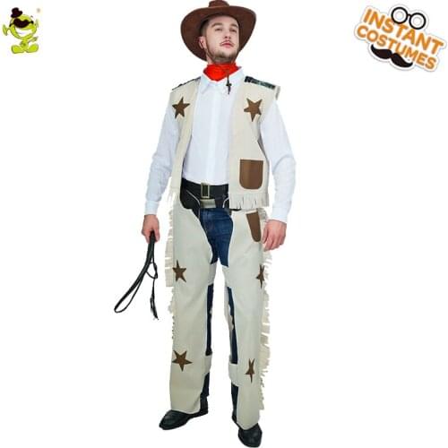 Halloween Christmas Mens Cowboy Clothing Men Western Cowboy Costumes Birthday Gift Photo Props for Purim Party