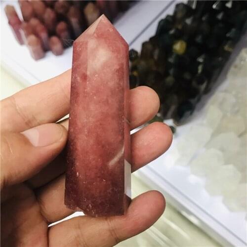 Natural strawberry gold crystal quartz crystal stick gem cures home decor crafts