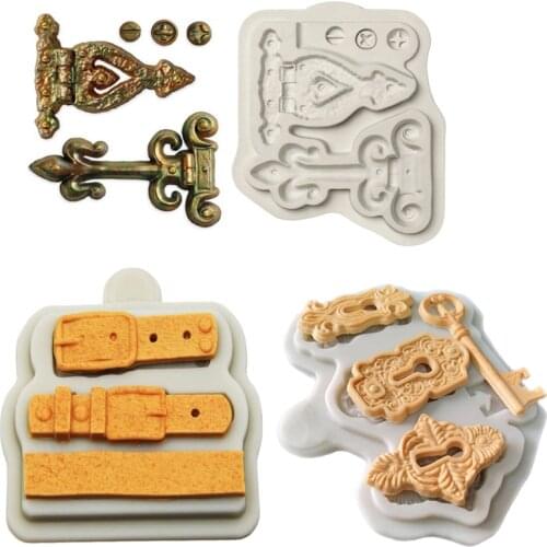 Wholesale 10 pcs/lot Book Keys Screws Lock Catches Silicone Mold Sugarcraft Cupcake Baking Mold Fondant Cake Decorating Tools