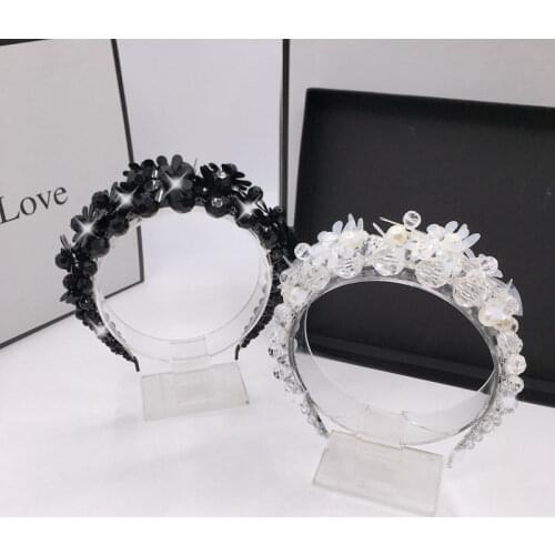 Crystal Head Hoop Wide-Brimmed Headband Women Rhinestone Headband Sponge Point Diamond Hair Accessories