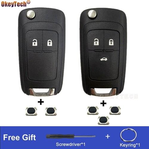 OkeyTech 2/3 Button Flip Remote Car Key Shell For Vauxhall Opel Zafira Astra Insignia For Chevrolet Aveo Cruze Sonic With Switch