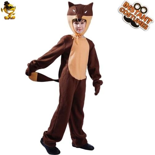 QLQ Cosplay Animal Costumes Kids Cute Fox Children Dress Up Party Fancy Dress Role Play Funny Fox Jumpsuit For Child