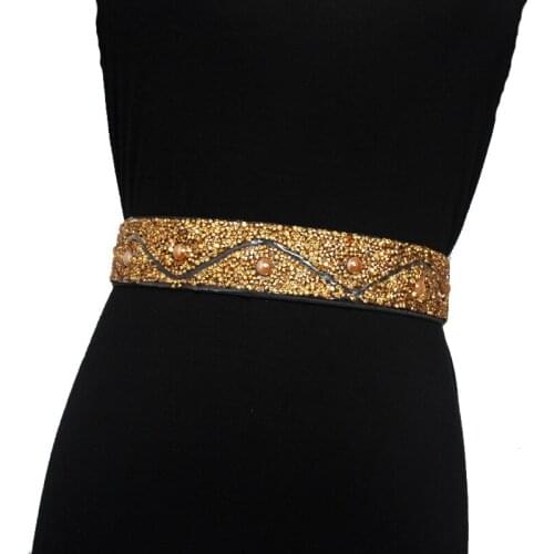 Vintage Luxury Faux Leather Elastic Crystal Belts for Women Retro Clothes Accessories wide Corset Dress Belt Straps Accessory