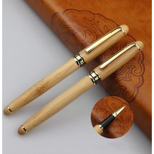 High Quality Bamboo Wood Handle Ballpoint Pen Fountain Business With Writing Box Student School Stationery Bamboo Office Pe T7X0