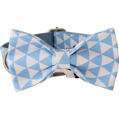 Sanjiao 02s The Blue Triangle Handmade Durable Fashion Dog Collar Customized Dog ID Tag Collar Anti-lost Pet Products Leash