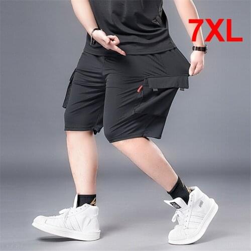 Summer Shorts Men Baggy Short Pants Fashion Casual Loose Solid Color Shorts Cool Breathable Bottoms Male Plus Size 7XL HA027