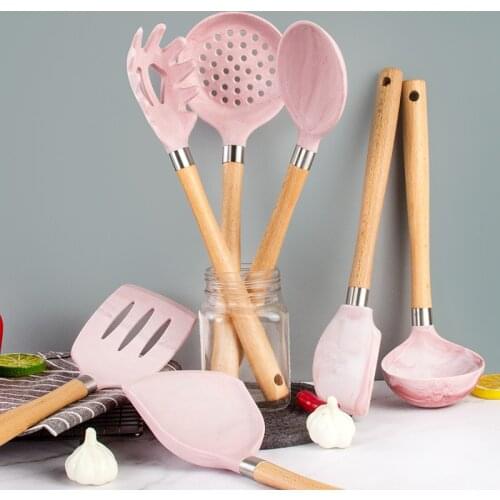 Marble pattern silicone spatula special cooking spatula for non-stick pan Silicone spatula for kitchen soup spoon kitchen set