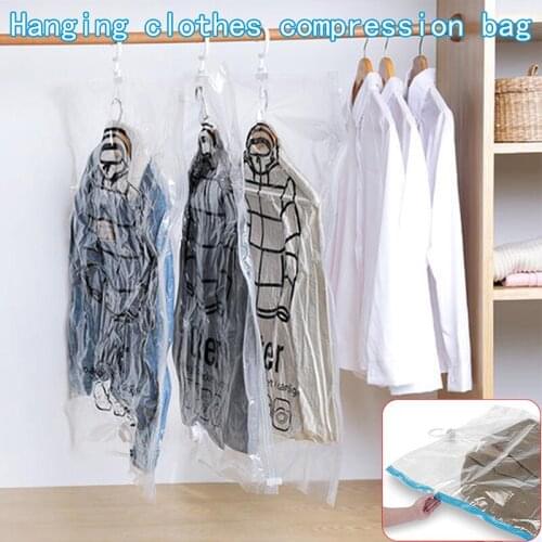 Foldable Hanging Space Saving Vacuum Storage Bags 80% More Space Saved Closet Organizer Ideal for Clothes, Suits, Dresse