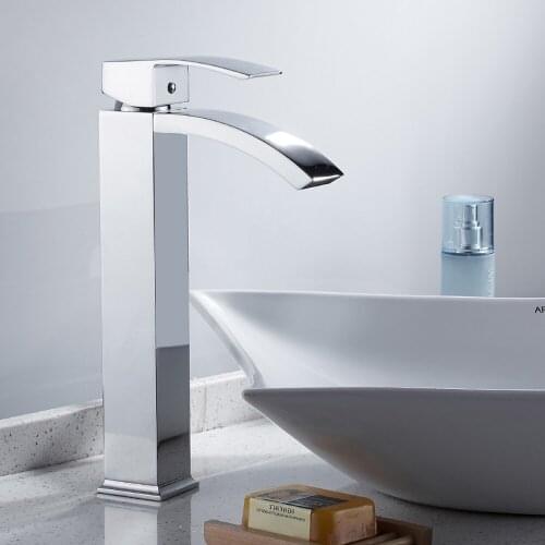 Modern High Bathroom Sink Faucet Brass Single Handle Single Hole Hot and Cold Mixer Sink Tap Deck Mounted Torneira