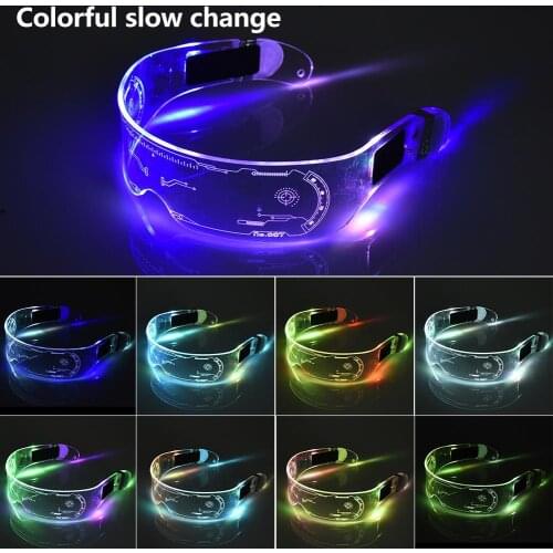 LED Light Up Glasses Futuristic Colorful EL Luminous Glasses Battery Operated for For Party Bar KTV Halloween Decor Drop ship