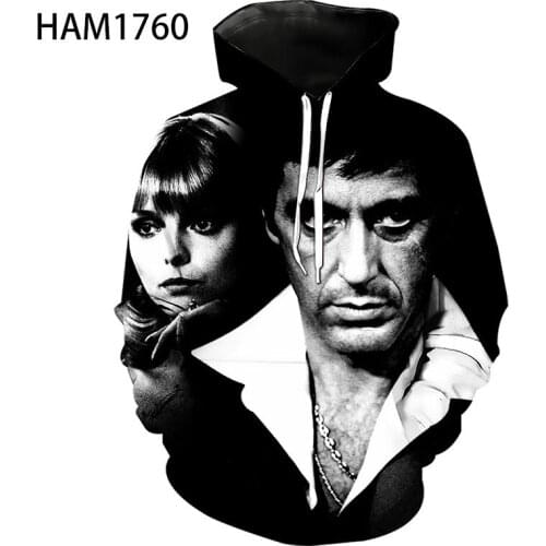 Scarface 2021Spring and Summer Hoodie Cotton Mens and Womens 3D Printed Sweatshirt Street Fashion Student Cool Loose Pullover