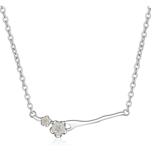 XIYANIKE 925 Sterling Silver 2019 New Cherry blossoms Fashion Jewelry Anniversary Gift Delicate Flowers Pendant Necklace women