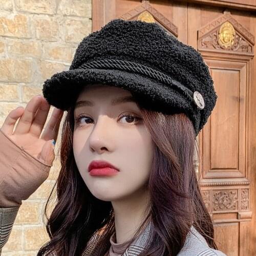 Womens Fleece Visor Beret Baker Boy Newsboy Cap Winter Hats Ladies