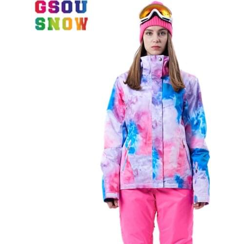 GSOU SNOW womens Winter Waterproof Ski Jacket Snowboard Jacket Ski Suit Outdoor Skiing windproof Camping keep warm Clothing