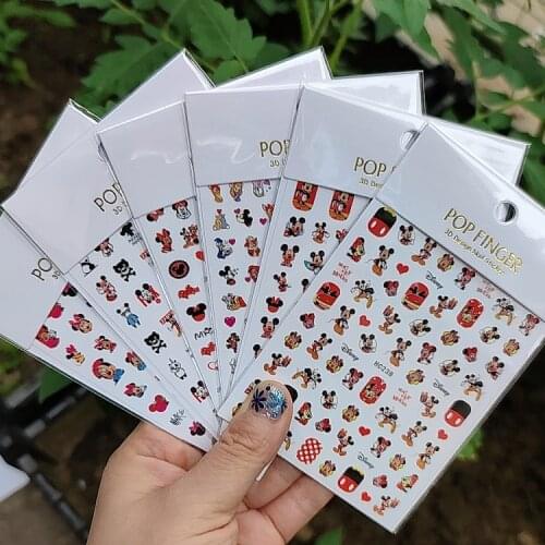 1 pc Disney Mickey Minnie Nail Stickers 3D Applique Animal Popular Cute Decoration Kawaii Accessories Manicure Nails Parts Art