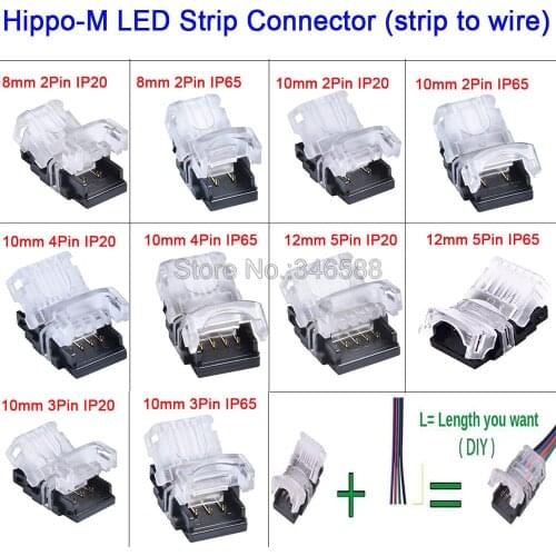10pcs 2Pin 3Pin 4Pin 5Pin LED Strip Connector for Single Color RGB RGBW CCT Color LED Strip to Wire No Stripping Connection