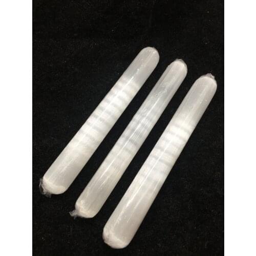 15cm Natural quartz crystal selenite wand point reiki treatment for womens gem massage stick