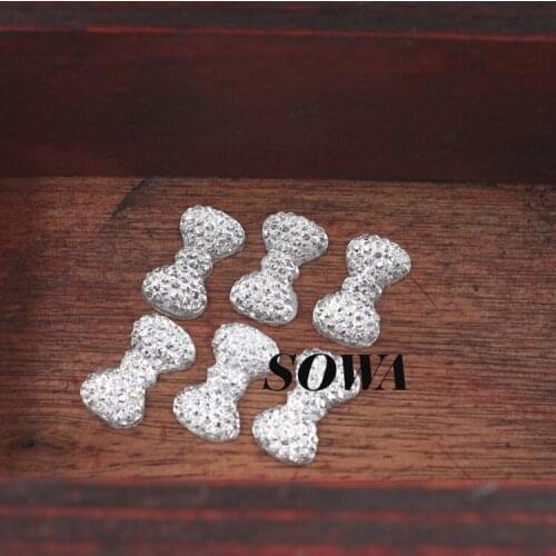 2016 White Color 100pcs/lot Hot Sale Size 12.5*7mm Bow Shape Flatback Scrapbooking For Phone/Wedding ABS Resin Beads