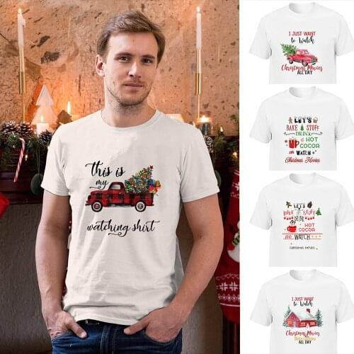 2020 Fashion Mens Christmas T-shirt Harajuku Streetwear Graphic Tees Xmas Tree Traktor Print Short Sleeve O-neck Tops T Shirts