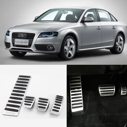 Brand New 4pcs Aluminium Non Slip Foot Rest Fuel Gas Brake Pedal Cover For Audi A4L 2009-2017 MT