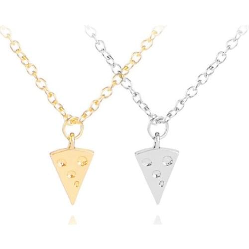 5 Geometric Triangle Pizza Cake Pendant Necklace lucky Good Friends friendship Necklace Cheese Food Necklace Clavicle Jewelry