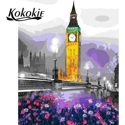 5d diamond-painting mosaic decor picture of Rhinestones full square European and American architecture diamond embroidery sales