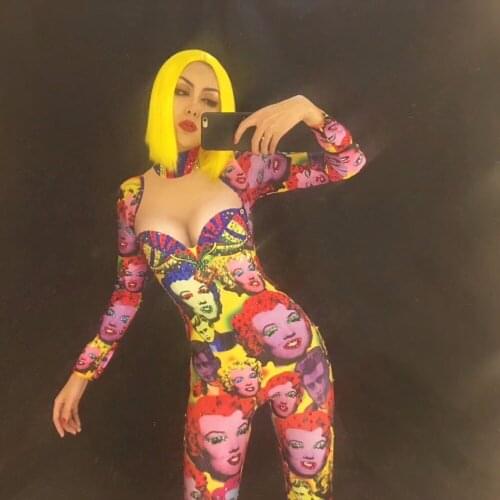 AB Color Diamond Women Sexy Stage Jumpsuit Sparkling Crystals Costume Celebrate Nightclub Party Singer Dancer Performance Stage