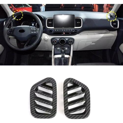 For Hyundai Venue 2019 2020 Car-Styling Accessories ABS Carbon Fiber Interior Front Upper Air Vent Outlet Cover Sticker Trims