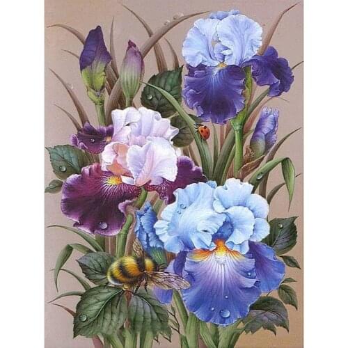 Full Square Diamond Painting Iris Flower Cross Stitch Kits 5D DIY Diamond Embroidery Diamond Mosaic Home Decor Handmade Gift Art