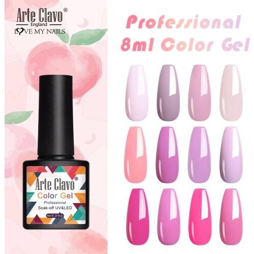 Arte Clavo 8ml Pink Color Gel Polish Soak Off Red Blue Gel Varnish Lacquer Lakiery Hybrydowe UV Gel Nail Art LED Vernis Manicure