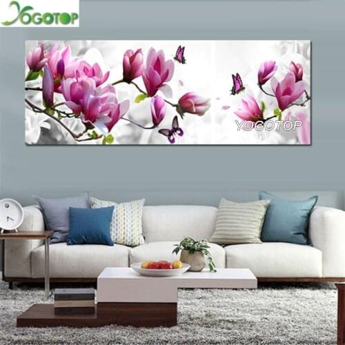 Large 5D DIY Diamond embroidery Cross stitch Pink magnolia Full Diamond mosaic Diamond painting flower decoration orchid YY2682