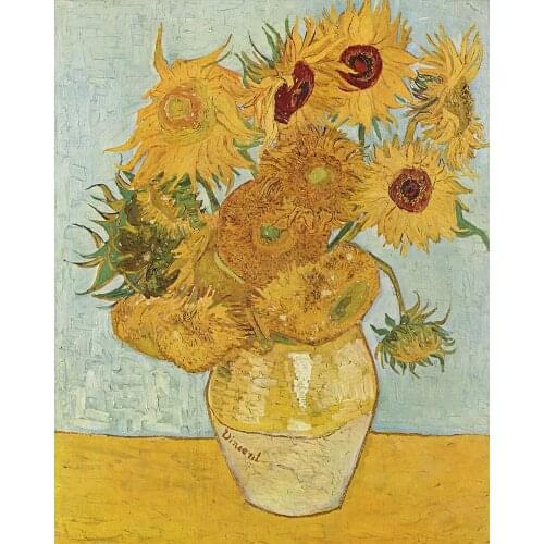 Flower Canvas Oil Painting Vase with Twelve Sunflowers Vincent Van Gogh Painting for Kitchen Wall Decor Hand Painted Still Life