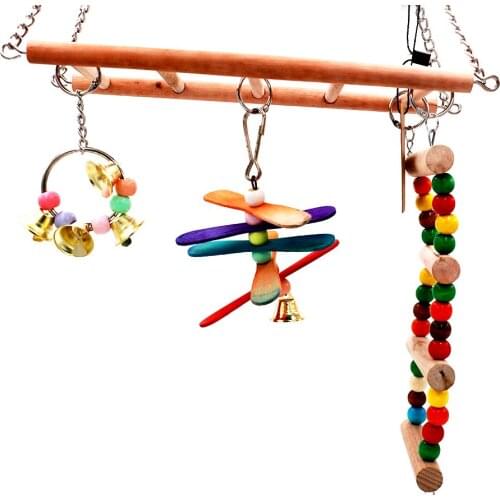 Parrot Toys Birds Ladders Wood Parakeet Toy Parrot Swings Wood Bridge Ladders Perches Stand for Small Birds Cage Accessories