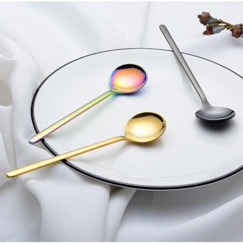 Dessert Spoon Stainless Steel Spoon Home Creative High-end Korean Dessert Spoon Coffee Spoon
