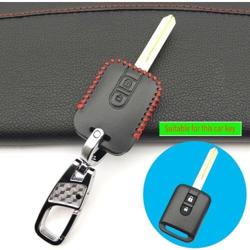 For Nissan Navara Qashqai Micra Almera 2 / 3 Buttons Genuine Leather Car Key Cover Case Fob Remote Classic Design Protect Shell