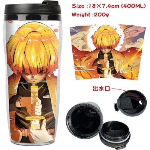 Botella Demon Slayer Surrounding Double-layer Insulated Plastic Cup Outdoor Sports Bottle Cold Water Cup Creative Water Cup
