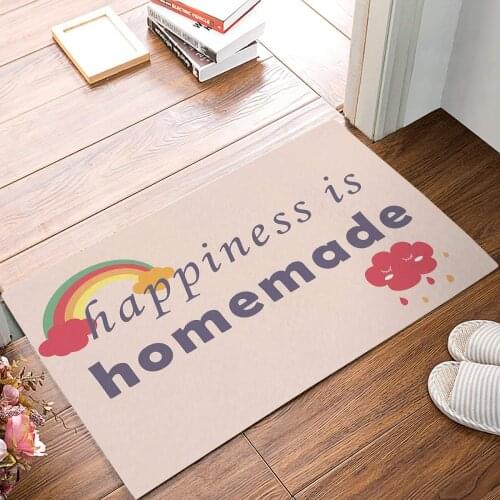 Happiness Is Homemade - Cute Rainbow Rain Cloud Door Mats Kitchen Floor Bath Entrance Rug Mat Absorbent Indoor Bathroom