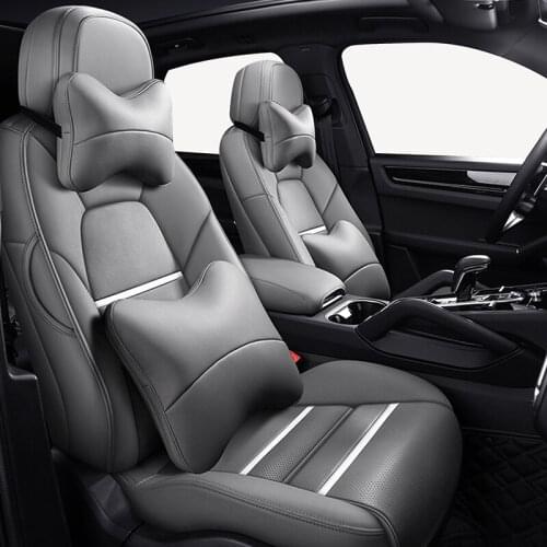 Luxury leather set 5 seats complete car seat covers with universal linen cushion fits for most sedan suv small truck