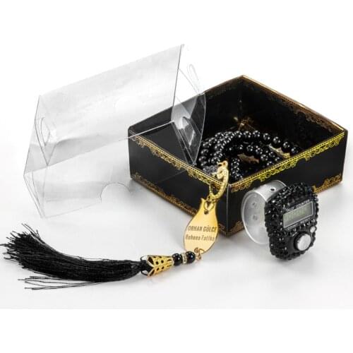 Mothers Day For Pleksili Pearl Tesbihli Zikirmatikli Set-Black Color