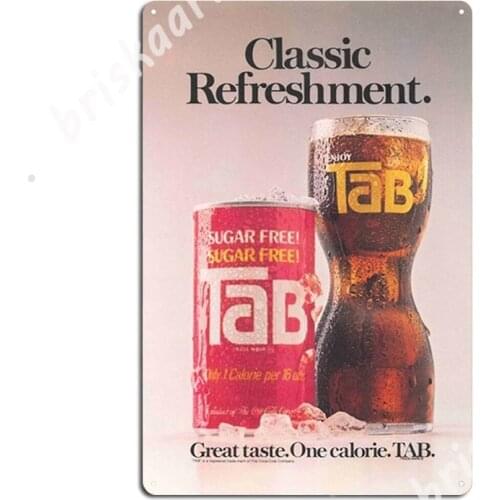 Tab Soda Ad Metal Signs Wall Decor Club Party Club Bar Designing Tin sign Posters
