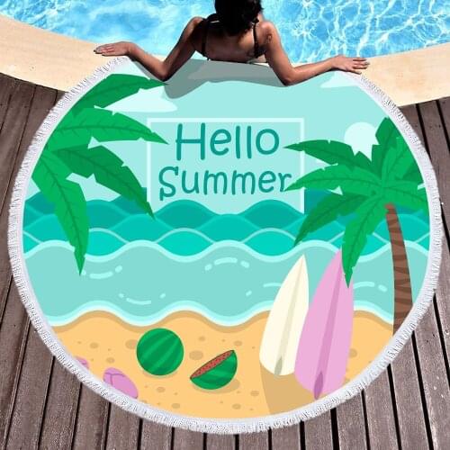 Cartoon Pritned Cut Beach Mat 2019 Summer Swimming Beach Yaga Mat Swimsuit Cover Ups Bikini Towel Bathing Suit Mat 145*145CM