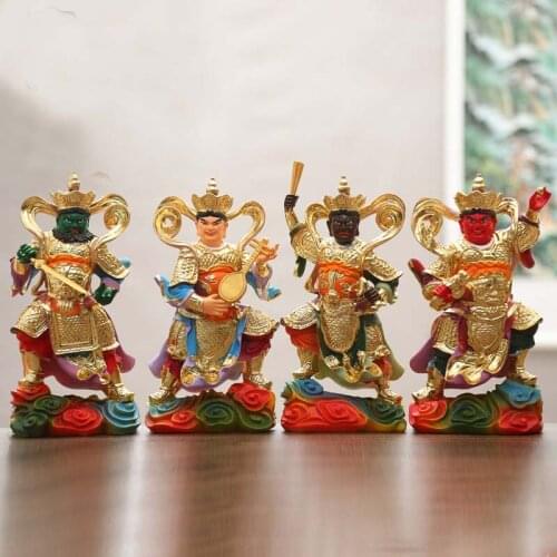 A set 4PCS HOME shrine Altar protection Buddhism SI DA TIAN WANG PU SA Vajra Bodhisattva Gods Buddha statue Large 26cm